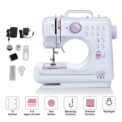 12 Stitches Mini Electric Sewing Machine Multi-Function Portable Hand Held Home - image 1 of 4