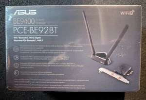 Adaptateur ASUS PCE-BE92BT WiFi 7 PCI-E avec 2 antennes externes. Pour Mo basé sur Intel - Photo 1/2