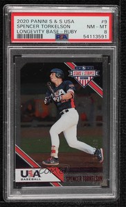 2020 USA Baseball Stars & Stripes Longevity Ruby /249 Spencer Torkelson #9 PSA 8