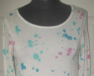 JUSTICE Girl's LS T-Shirt Top Blouse Splatter Pattern 14 - Picture 1 of 4