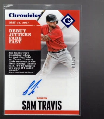A7209- 2017 Panini Chronicles Autographs Blue #19 Sam Travis Auto /25 - NM-MT - Image 1 of 2