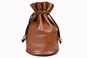 Bolsa de almacenamiento de ajedrez de cuero genuino para piezas de ajedrez King de 4" a 5" - AS273-marrón - Imagen 1 de 1
