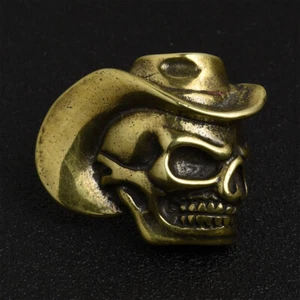 BRASS Cowboy Skull Concho Screw Back Belt Saddle Wallet Hat Leathercraft Punk - Picture 1 of 7