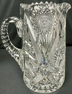 "JARRA DE SIDRA RARA ANTIGUA ABP MERIDEN PESADA DE GRAN TAMAÑO 10"" CON MANGO DE VIDRIO CORTADO" - Imagen 1 de 22