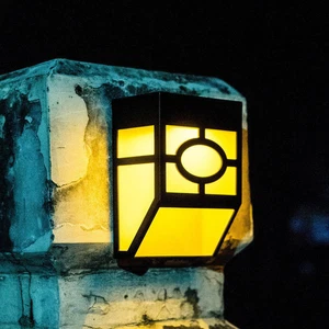 Solar Powered Garden Fence Lights 7Colour Changing Outdoor LED Wall Night Light. - Picture 1 of 7