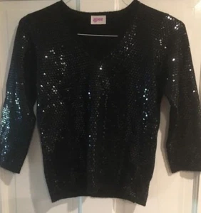 LEGGIADRO BLACK CASHMERE SWEATER PRE-OWNED SIZE M / MEDIUM WITH SEQUINS - Picture 1 of 6