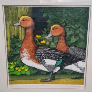 Frans Wesselman Kunstwerk "Wigeons" Limited Edition Farbradierung 11/100 gerahmt - Bild 1 von 7