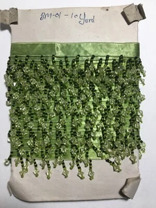 5+ YDS Vintage Dangle Green & Clear Acrylic Bead Beaded Lamp Trim Curtain Fringe - Picture 1 of 10