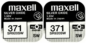 2 x Maxell 371 Pila Batteria Orologio Mercury Free Silver Oxide SR920SW 1.55V - Bild 1 von 1