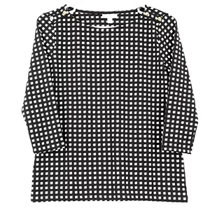 Charter Club Women's 3/4 Sleeve Knit Top, Medium, Black / Ivory Petite - Picture 1 of 3