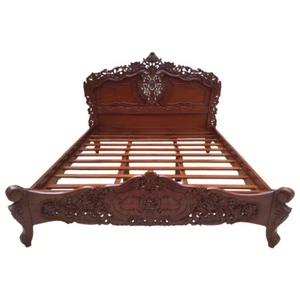Solid Mahogany Wood French Rococo Bed Hand Crafted Antique Style/Pre-Order - Picture 1 of 24