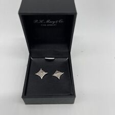 Macy's Bridge Diamond Stud Earrings 1/10 Ctw Fine Jewelry Sterling