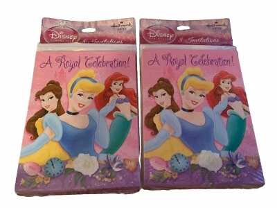 Hallmark Party Disney Princess Birthday Invitations + Envelopes 2 Packs Of 8 NEW - Image 1 of 4
