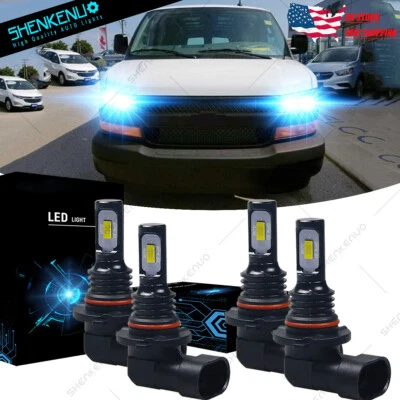 适用于雪佛兰 Express 2500 3500 1996 - 2019 9005 9006 蓝色 LED 车头灯灯泡 HKB — 第 1/4 张图片
