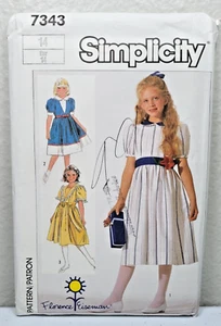 Vintage Simplicity Pattern 7343 Girls Dresses In Two Lengths Size 14 - Picture 1 of 2