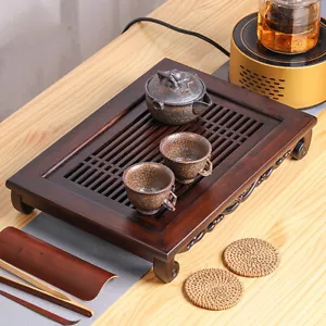 Tea Tray Drainage Water Storage Solid Wood Table Board Chinese Ceremony Natural - Picture 1 of 15