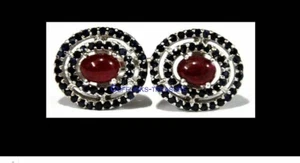 Natural Ruby & Spinel  Gemstones with 925 sterling Silver Cufflinks for Men #50 - Picture 1 of 3