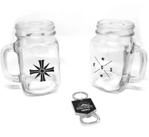 Far Cry 5 barattolo massone 16 oz. Set Tazze Apribottiglie Edizione Limitata Bersaglio Militare - Foto 1 di 5