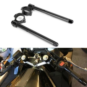 Universal 7/8" Racing Adjustable 50MM Clip On Fork Black Handle Bar Cafe Racer - Picture 1 of 9
