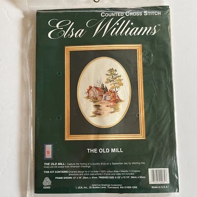 Vintage Elsa Williams The Old Mill 02065 Counted Cross Stitch 9.5"x12.5" Autumn - Image 1 of 4