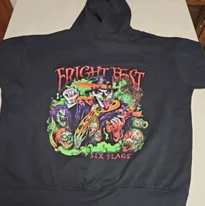 Six Flags Fright Fest Hoodie Sweatshirt Herren 2XL schwarz Clowns Halloween Gore - Bild 1 von 6