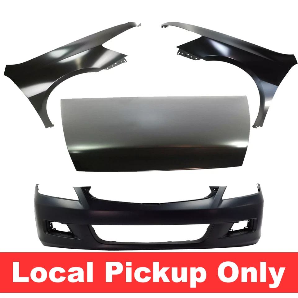 New Front Bumper Cover Hood & Fender Set Kit For 2006-2007 Honda Accord Sedan - Imagem 1 de 4