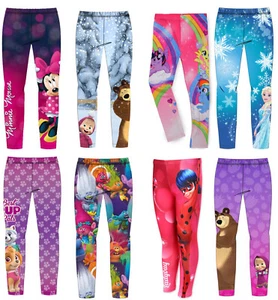 GIRLS CHARACTER LEGGINGS WINTER WARM FLEECY LINING - Picture 1 of 4