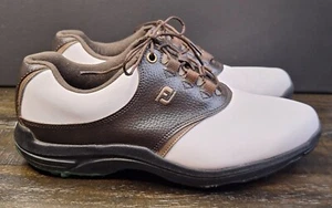 FootJoy Greenjoys 9 Medium Men Golf Shoes 45521 White/Dark Brown Saddle - Picture 1 of 12