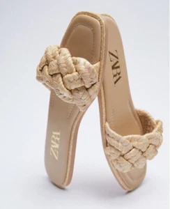 Zara Raffia Flat Sandals. NWOT. Size U.S. 6/EU 36. - Picture 1 of 7