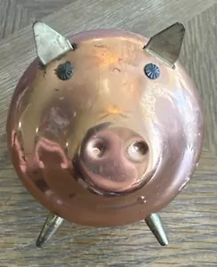 Vintage Coppercraft Guild Mid-Century Copper & Brass Piggy Bank Curly Tail Nice - Picture 1 of 7