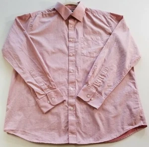 Park Avenue Button Up Shirt Men's 16 1/2 Large Pink Long Sleeves Pocket Cotton - Picture 1 of 9
