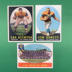 VTG 1958 Topps Football Card LOT LA Rams #105 Richter #20 Arnett #85 Team Photo - Picture 1 of 12