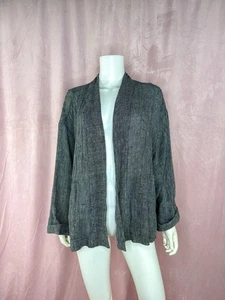 Elemente Clemente Linen Boxy Gray Cardigan Top Lightweight Blouse Size L - Picture 1 of 7