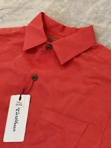 Caribbean Roundtree Yorke Shirt XT Neu mit Etikett Farbe Coral Textured Leaf Tall UVP 79,50 - Bild 1 von 11