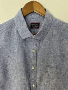 UNTUCKit Camicia Uomo Grande 100% Lino Bottoni Slim Fit Antirughe Blu - Foto 1 di 7