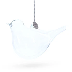 Graceful Bird Blown Clear Glass Christmas Ornament - Picture 1 of 3