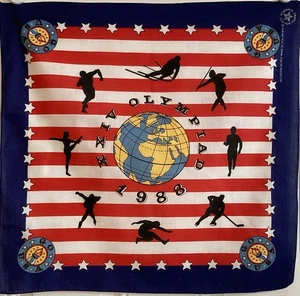 VTG Wamcraft Bandana 1988 Olympics Olympiad Athletes Go USA Torch World 21x22" - Picture 1 of 6