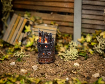 BUNTERS YARD Modelleisenbahn Verbrennungsanlage mit flackernder Flamme - verrostet - TT:120