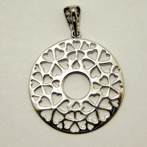 Großer Sterling durchbohrte Scheibe Anhänger 1,25" Durchmesser - Bild 1 von 3