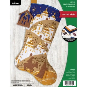 Bucilla Felt Stocking Applique Kit 18" Long-Sacred Night - Picture 1 of 1