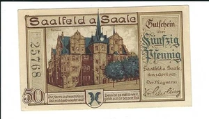Notgeld - Saalfeld - Stadt Saalfeld - 50 Pfennig - 1921 - Bild 1 von 2
