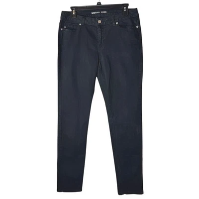 Pantalones de mezclilla Michael Kors para mujer 8 negros mezcla de algodón ajustados tiro medio ropa de calle Foto 1 de 4