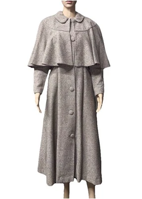 Vintage 100% Wool Women's Long Coat Floor-Length Overcoat w/ Cape XS / 2 Petite - Image 1 of 4