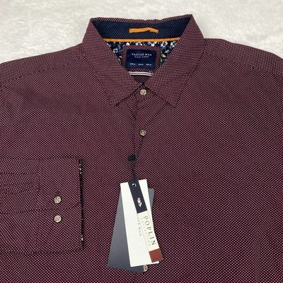Cactus Man Ricky Singh Shirt Mens XL Maroon w/ White Dots Poplin Collection NWT! - Image 1 of 4