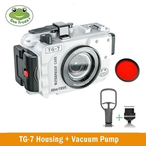 SeaFrogs 195FT Kit Corpo Fotocamera Subacquea per Olympus TG-7 con Pompa Vuoto - Foto 1 di 12
