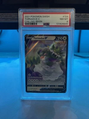 2021 Pokémon TCG Tornadus V Chilling Reign 124/198 Holo Ultra Rare PSA 8 NM-MT - Image 1 of 2