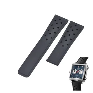 Correa de reloj de goma negra de 22 mm para Tag Heuer Monaco CAW211P FC6356 - Imagen 1 de 7