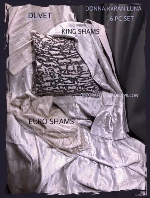 JUEGO DE 6 PIEZAS ~ Edredón King Donna Karan Home LUNA, fundas King/Euro, almohada decorativa Foto 1 de 4