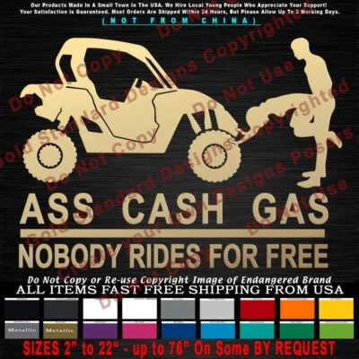 - Calcomanía adhesiva sin viajes gratis UTV culo efectivo gasolina ATV side by side maquinilla de afeitar coche camión Foto 1 de 4
