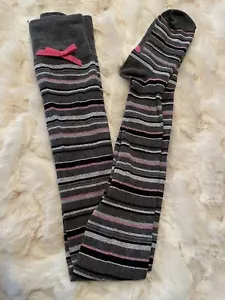 Calze vintage Betsey Johnson sopra il ginocchio coscia alte fiocchi a righe metalliche RARI - Foto 1 di 9
